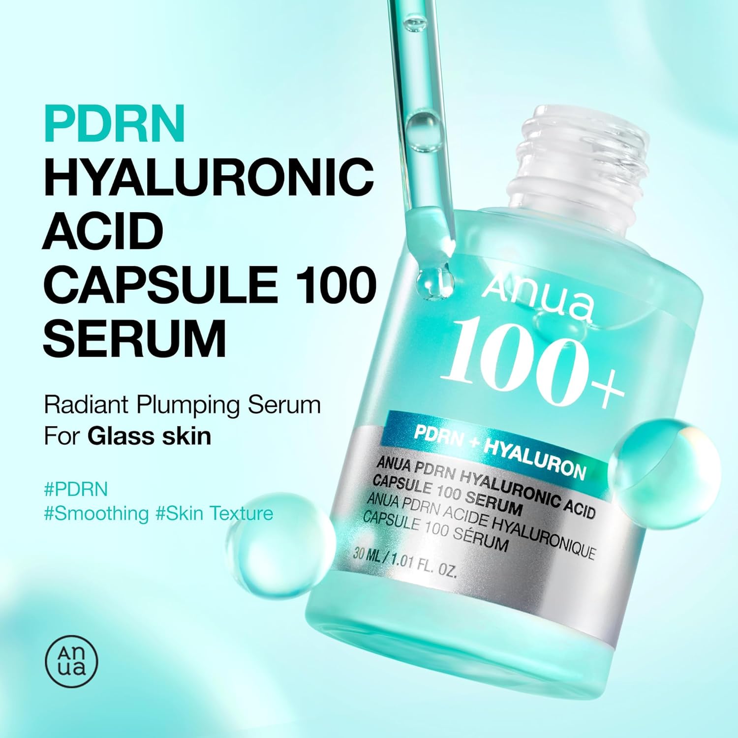 Anua PDRN Hyaluronic Acid Capsule 100+ Serum, Korean Skincare, 30ml / 1.01 fl. oz