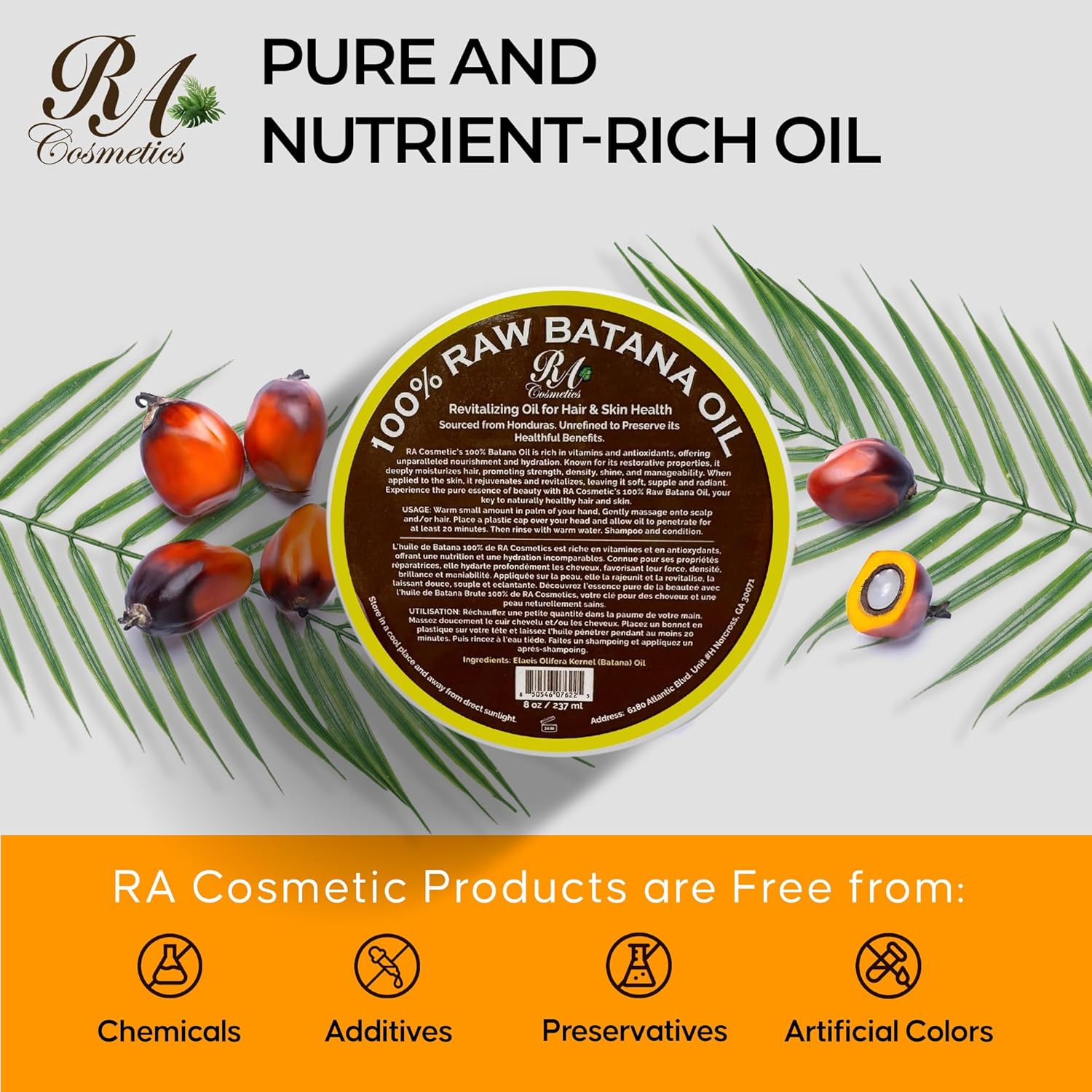 RA COSMETICS 100% Natural Batana Hair Oil 8 oz