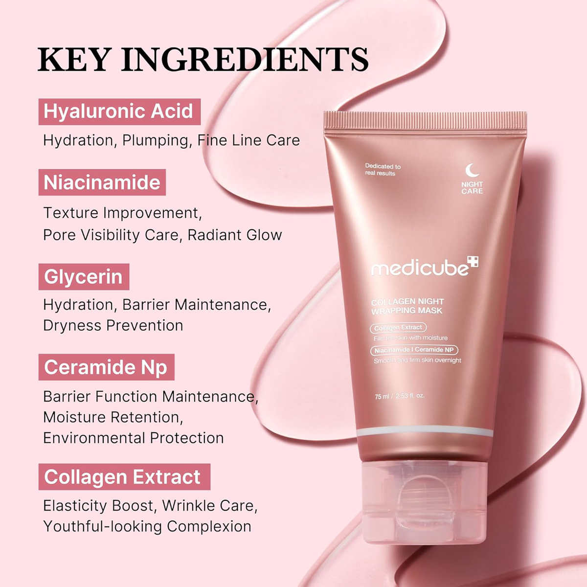 Medicube Collagen Overnight Wrapping Peel Off Elasticity & Hydration Care, 2.53 fl.oz