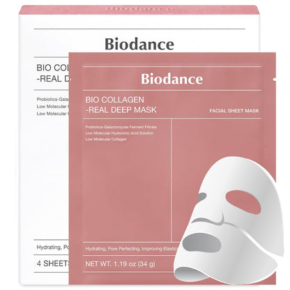 BIODANCE Bio-Collagen Real Deep Mask, Hydrating Overnight Mask, 34g x4ea