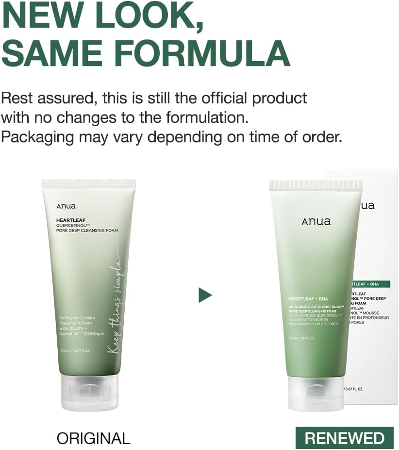 ANUA Heartleaf Quercetinol Pore Deep Cleansing Foam, Facial Cleanser, for Double Cleansing, BHA, Hyaluronic Acid, Glycerin, Face Wash, Blackhead Remover, (150ml/5.07 fl.oz.)
