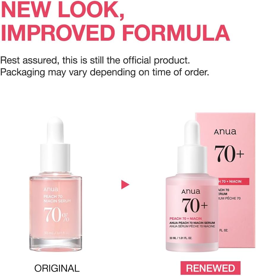 ANUA Peach 70% Niacinamide Serum brightening hydrating face serum, 29.87 Milliliters