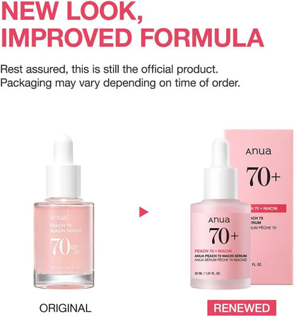 ANUA Peach 70% Niacinamide Serum brightening hydrating face serum, 29.87 Milliliters