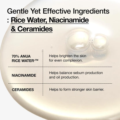 ANUA Rice 70 Glow Milky Toner, for Glass Skin, Korean Skin Care, 250ml/8.45fl.oz.