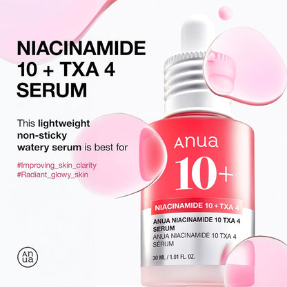 ANUA 10% Niacinamide+ 4% Tranexamic Acid Serum, Ceramide, Hyaluronic Acid, Vitamin B12, 30ml /1.01 fl.oz.