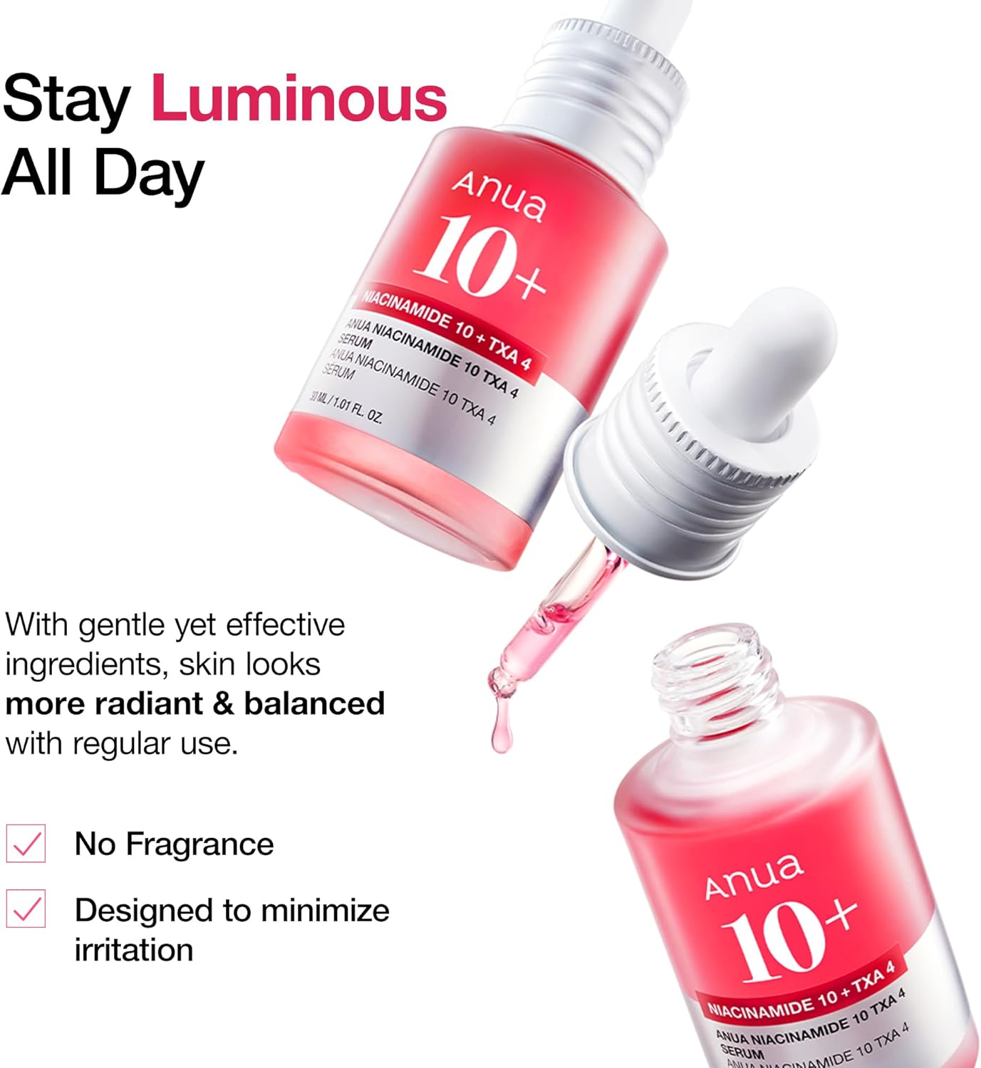 ANUA 10% Niacinamide+ 4% Tranexamic Acid Serum, Ceramide, Hyaluronic Acid, Vitamin B12, 30ml /1.01 fl.oz.