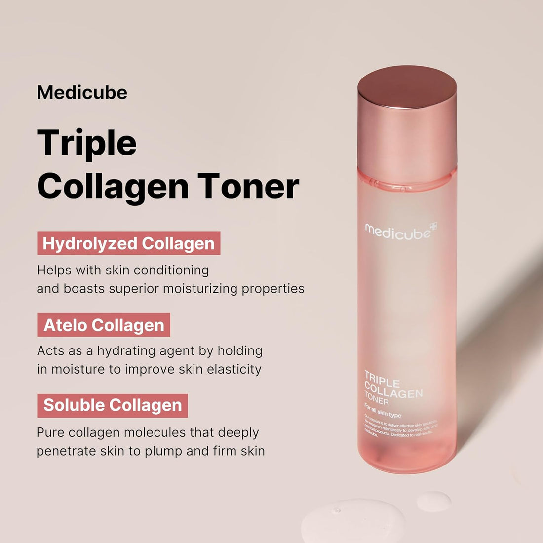 Medicube Triple Collagen Toner - Hydrolyzed, Atelo, (4.73 fl.oz.)