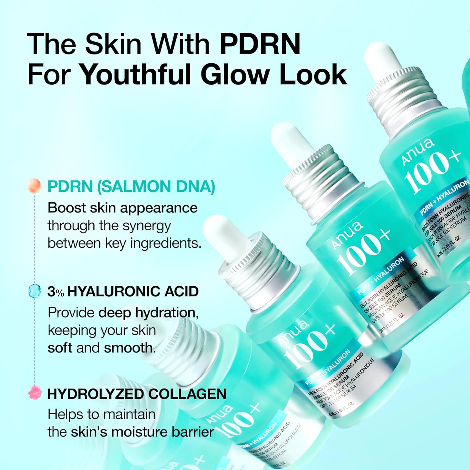 Anua PDRN Hyaluronic Acid Capsule 100+ Serum, Korean Skincare, 30ml / 1.01 fl. oz