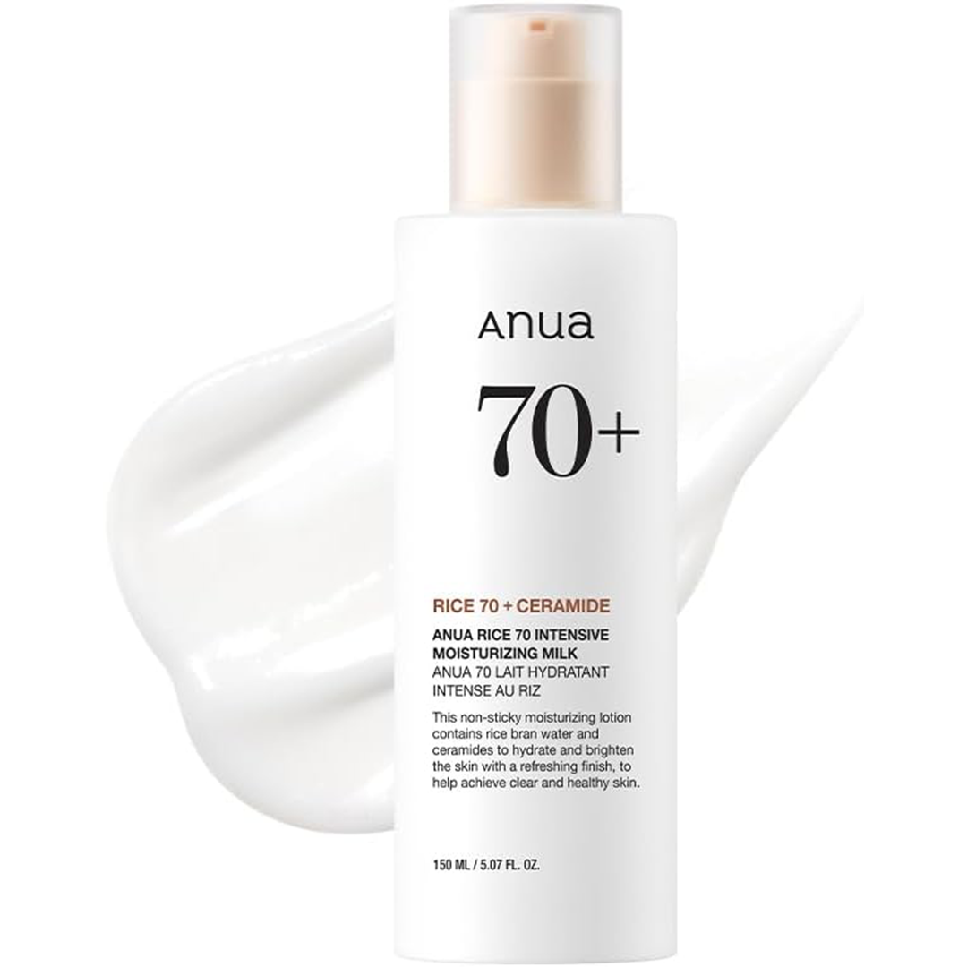 ANUA Rice 70 Intensive Moisturizing Milk, Lotion for Deep Hydration and Nourishing, Glowy Glass Skin, Rice Water, Niacinamide, Ceramides, Lightweight, Korean Skincare, 150ml/ 5.07 fl.oz.