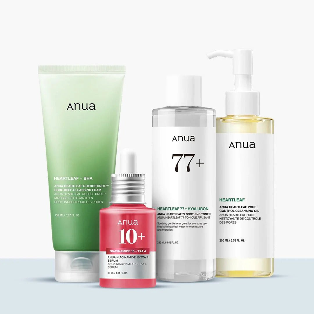 Anua Glass Skin Essential Set, Your 4-Step Routine to Radiant, Poreless Skin | Full-Size Kit